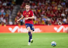 Aymeric Laporte, durante un partido con la selección.