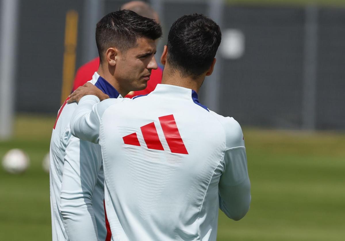 Álvaro Morata, durante un entrenamiento con la selección en Alemania.