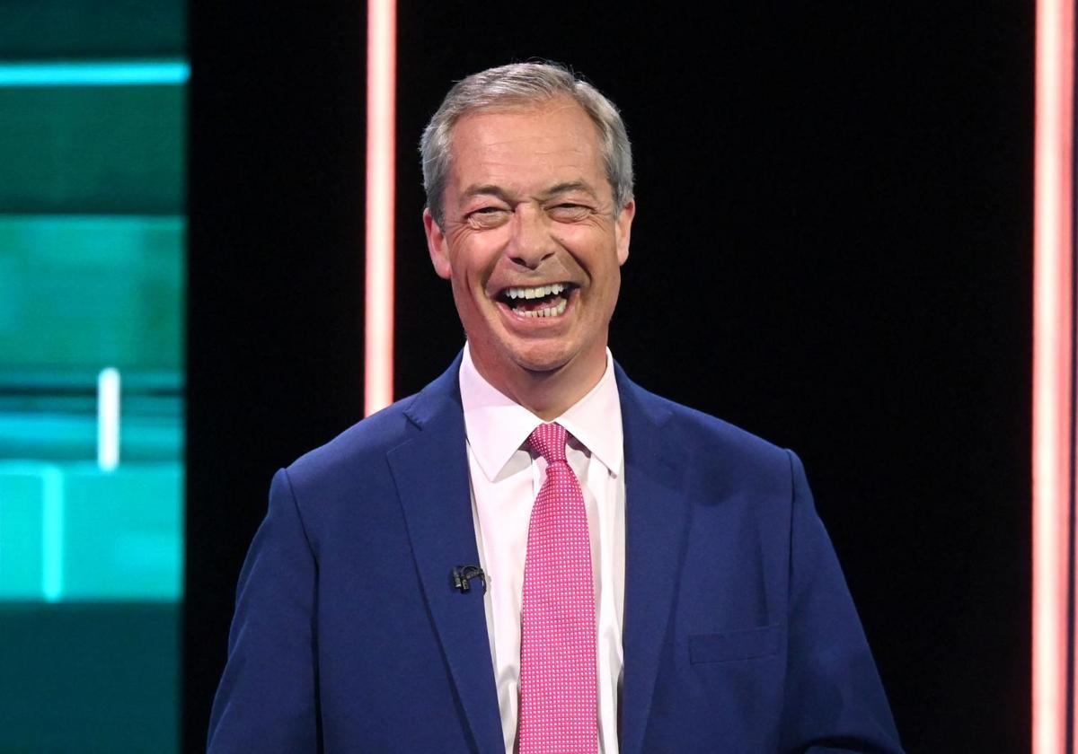 Nigel Farage, visiblemente entusiasmado, durante el debate electoral que se celebró el viernes.