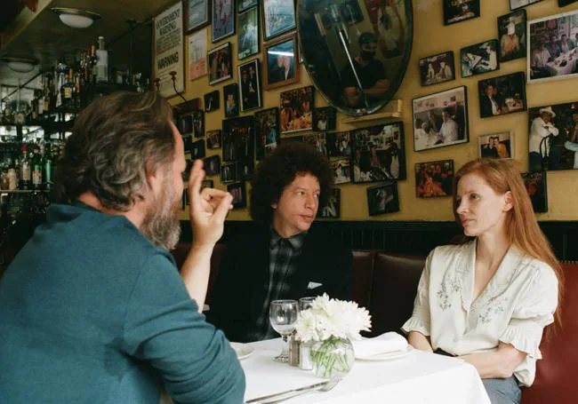 Franco, en el centro, junto a Sarsgaard y Chastain, durante el rodaje.
