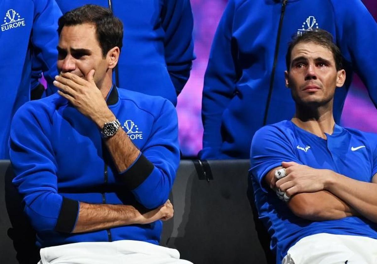 Federer y Nadal, en la despedida del suizo en la 'Laver Cup' 2022.