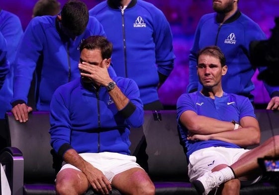 Federer y Nadal, en la despedida del suizo en la 'Laver Cup' 2022.