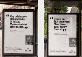 Dos de las piezas de la campaña contra la ELA de la Fundación Francisco Luzón.