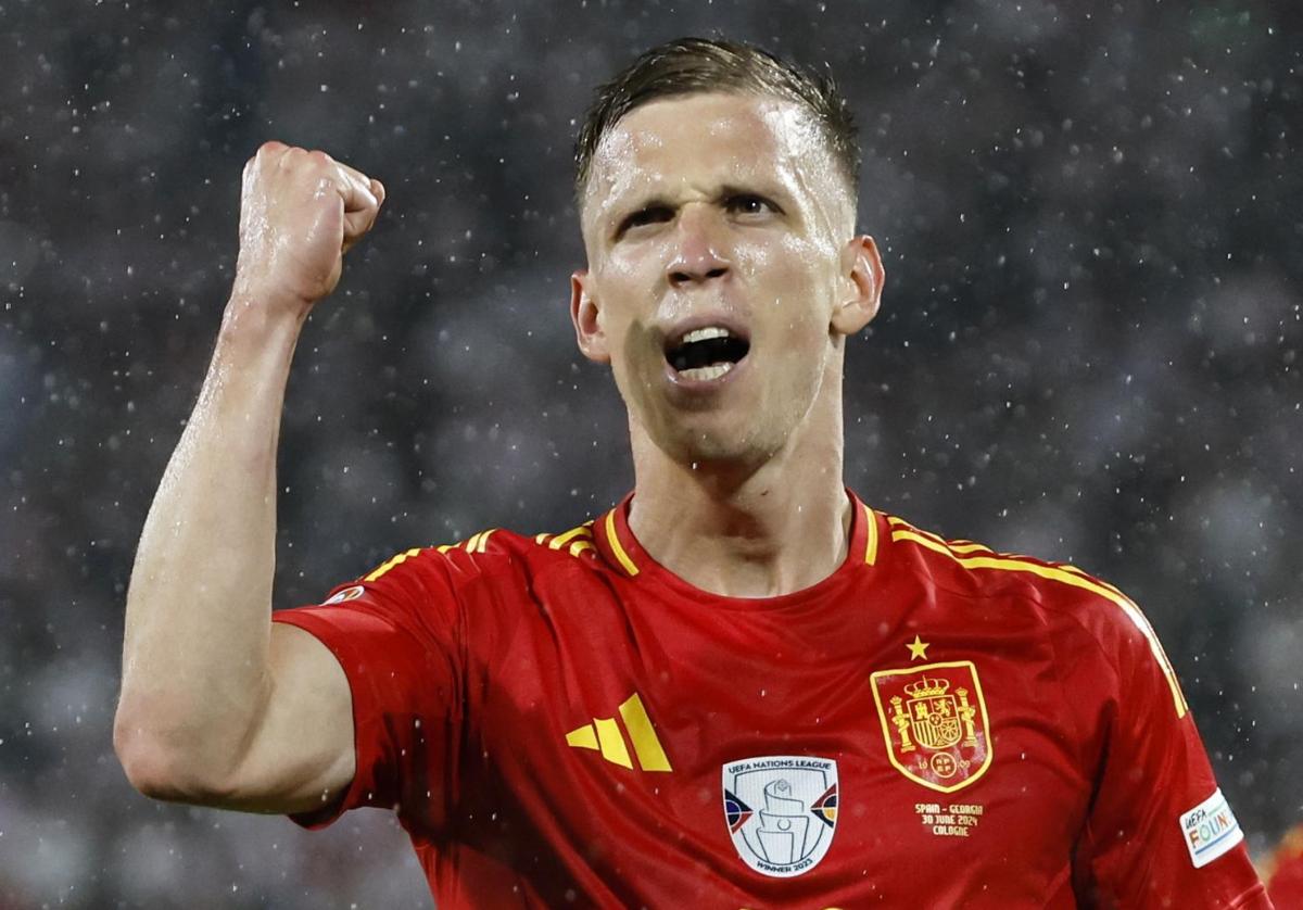 Dani Olmo celebra su gol ante Georgia.