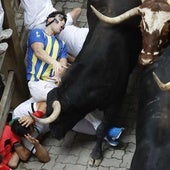 San Fermín echa varios capoticos en el tercer encierro