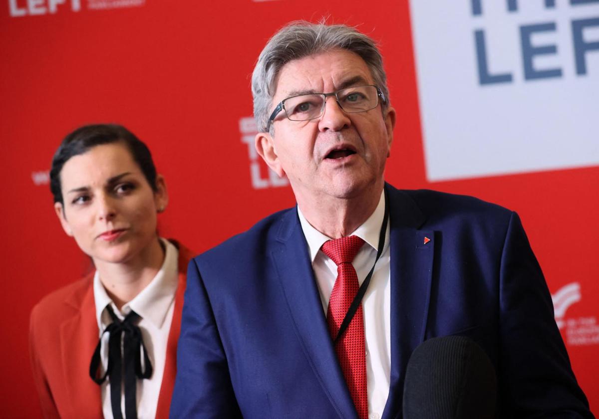 El líder del partido ultraizquierdista La Francia Insumisa, Jean-Luc Mélenchon, en una rueda de prensa.