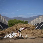 Un trabajador de Jalisco (México) trabaja bajo temperaturas extremas de calor.