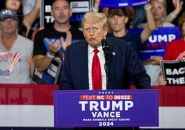 Donald Trump, durante su mitin del miércoles en Charlotte, Carolina del Norte.