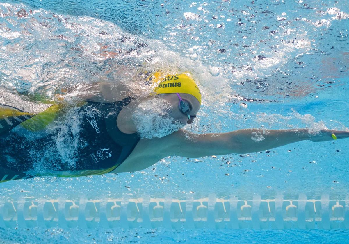 Ariarne Titmus, durante la final de los 400 metros.