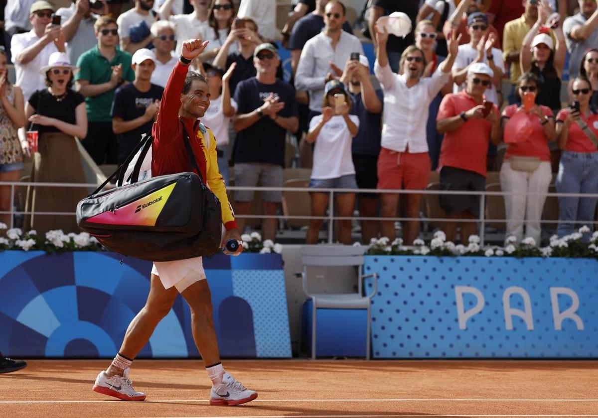 Rafa Nadal celebra su victoria frente al húngaro Marton Fucsovics.