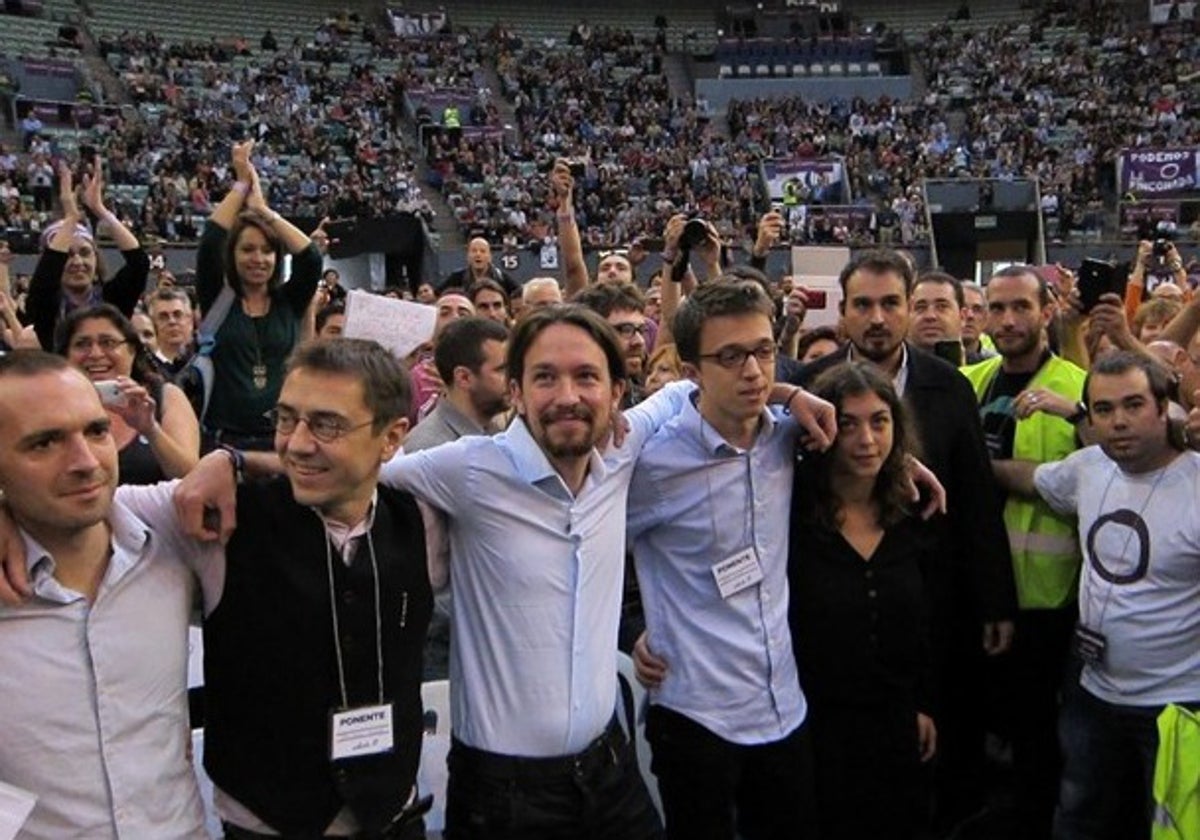 Luis Alegre, Juan Carlos Monedero, Pablo Iglesias e Íñigo Errejón en Vista Alegre