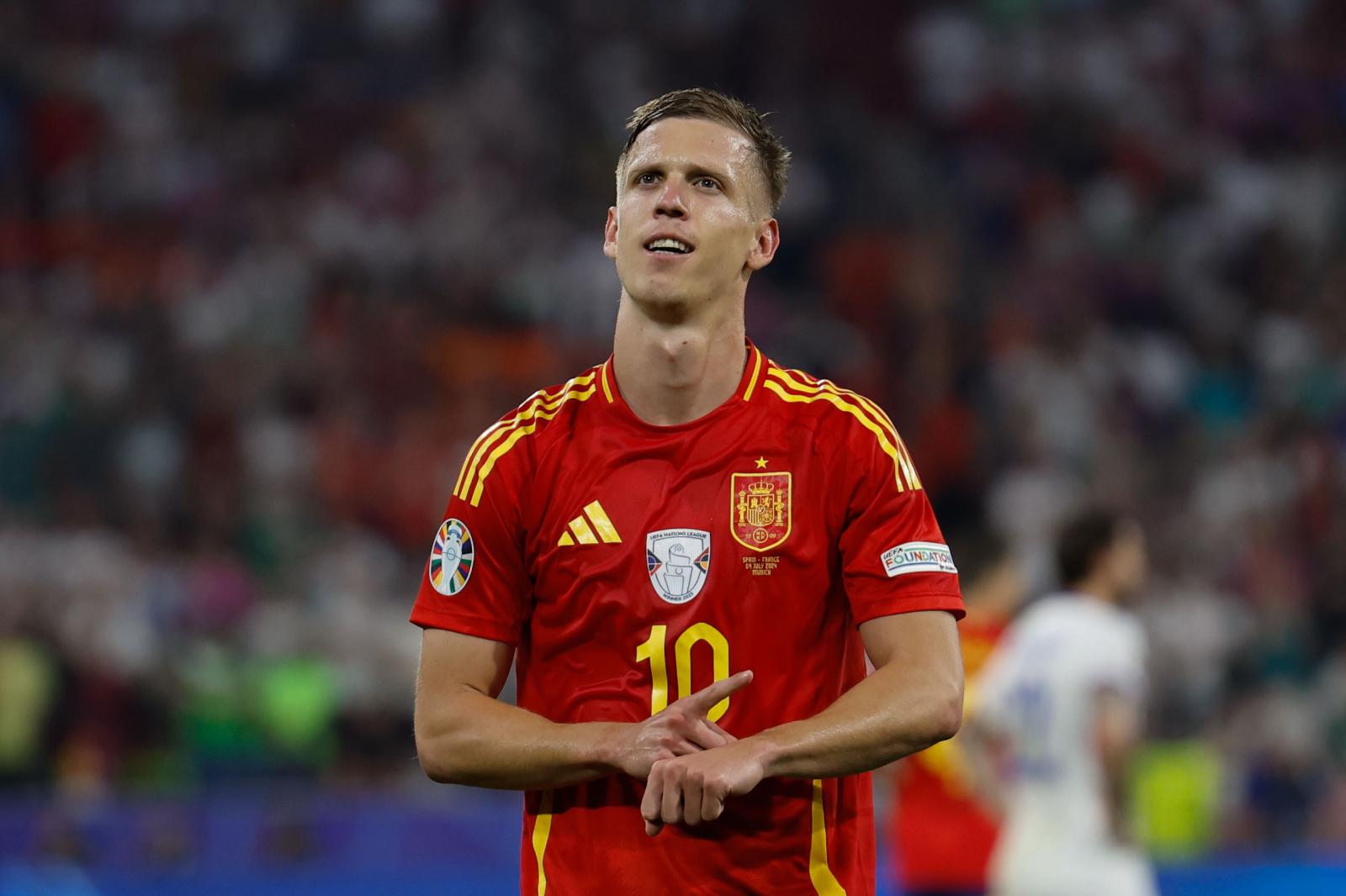 Dani Olmo celebrando uno de sus goles en la Eurocopa.