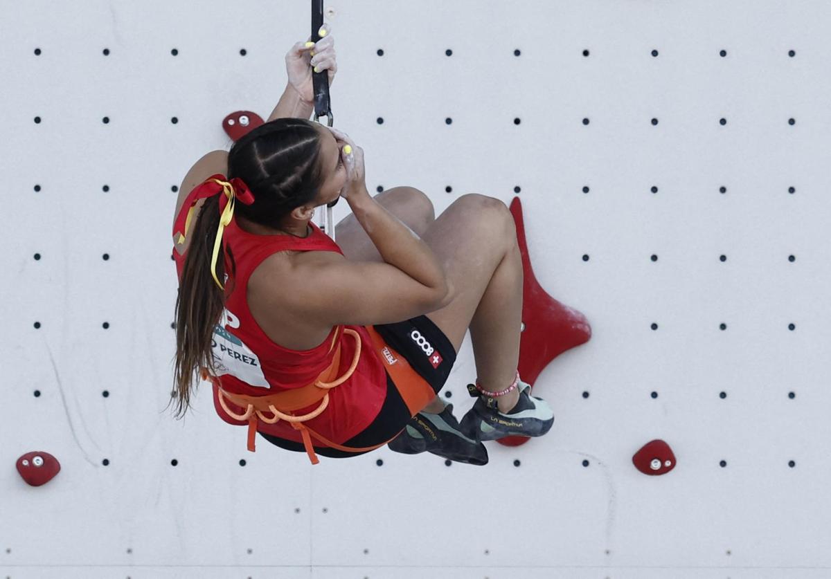 Leslie Romero, en plena escalada.