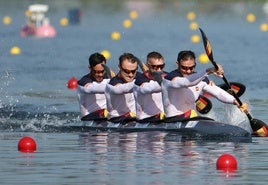 Saúl Craviotto Carlos Arevalo, Marcus Cooper y Rodrigo Germade, en el K4 500,