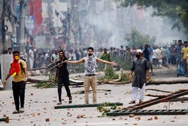 Una de las manifestaciones que atraviesan Bangladés desde julio.