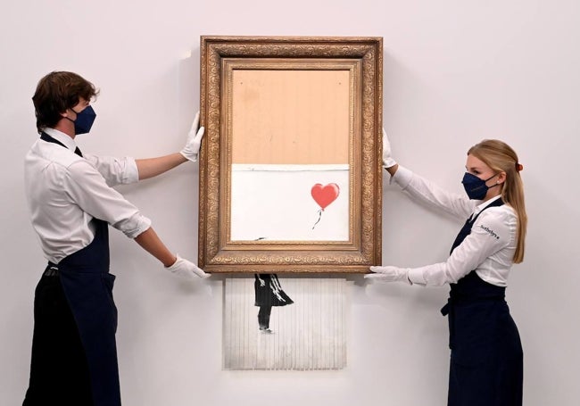 21 millones de euros se pagaron por esta 'autodestruida' obra de Banksy.