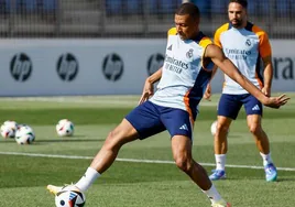 Mbappé prepara el duelo ante el Atalanta, con Carvajal en segundo plano.