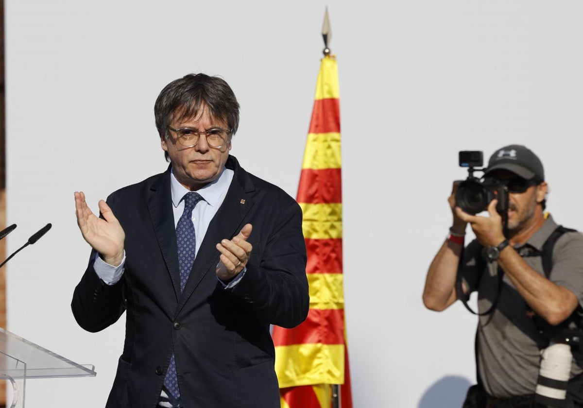 Carles Puigdemont en el acto de Barcelona el pasado 8 de agosto.