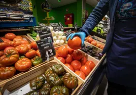 Una frutería en un supermercado.