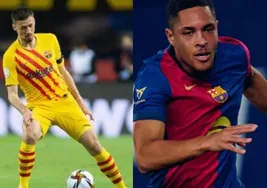 Clément Lenglet y Vitor Roque, jugando con el Barcelona