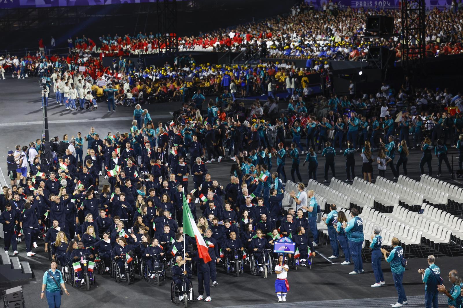 La delegación italiana, durante su participación en la ceremonia inaugural.