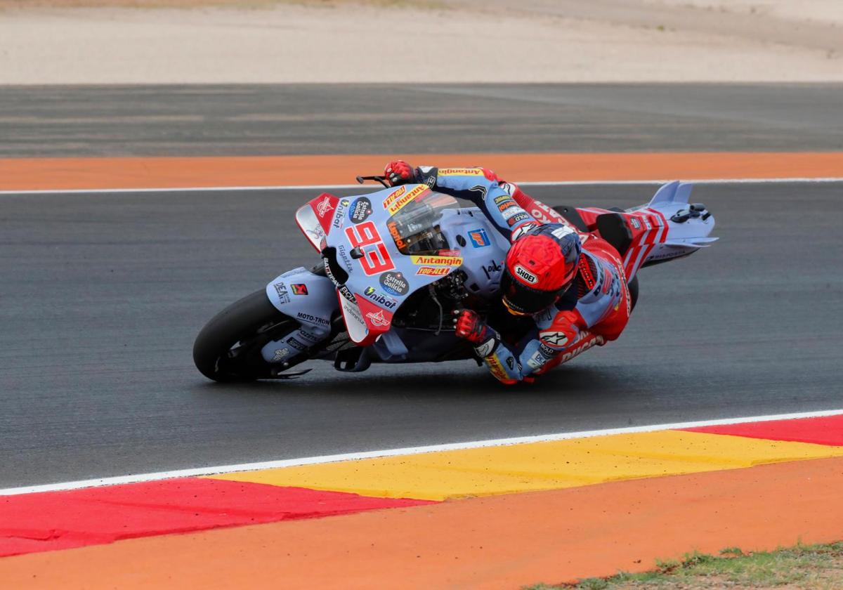 Marc Márquez, durante los primeros entrenamientos del GP de Aragón.