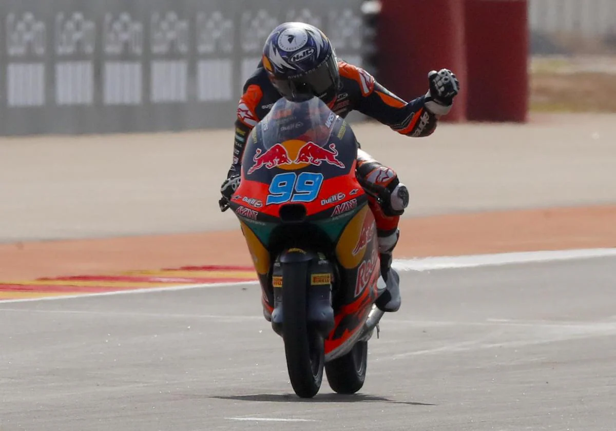 El piloto español de Moto3 José Antonio Rueda, durante el Gran Premio de Aragón.