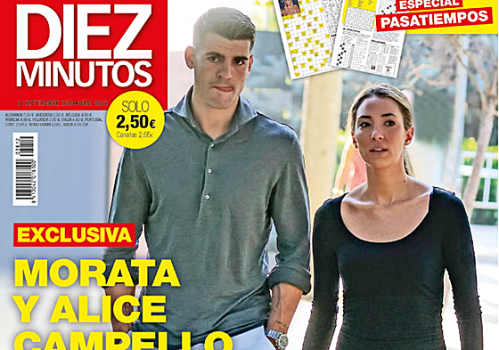 Morata y Alice Campello en la portada de 'Diez Minutos'.