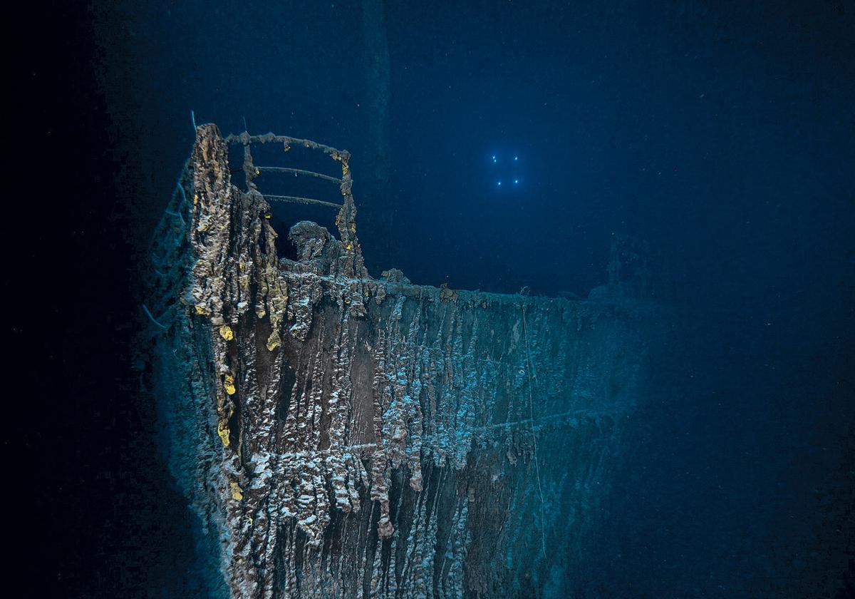 La proa del Titanic en su estado actual, fotografiada en esta expedición.