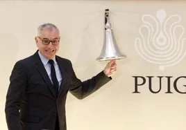 El presidente de Puig, Marc Puig, en su estreno en la Bolsa.