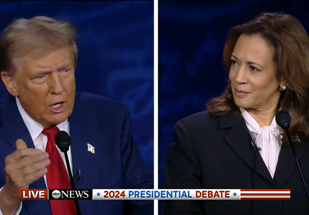 Kamala Harris y Donald Trump en el debate de esta madrugada.