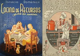 Los recetarios de Ignacio Domènech de 'Cocina de recursos' (1941) y 'Cocina infantil' (1920).