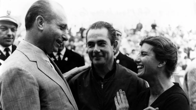 Con Juan Manuel Fangio y Jean Behra