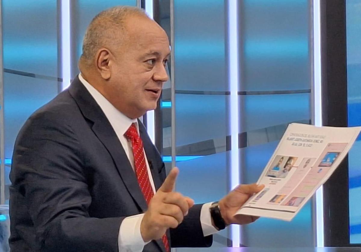 El ministro del Interior Venezolano, Diosdado Cabello, durante una entrevista en Telesur.