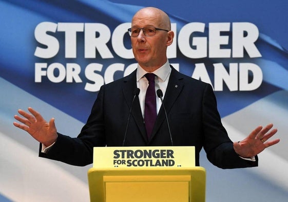 El actual ministro principal de Escocia y líder del SNP, John Swinney, en un acto en Glasgow.