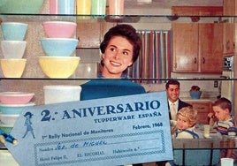 Imagen publicitaria de Tupperware de 1968, su segundo aniversario en España.