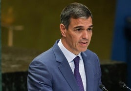 Sánchez en su intervención en la Cumbre del Futuro de la ONU, durante la apertura de la Asamblea General, en Nueva York