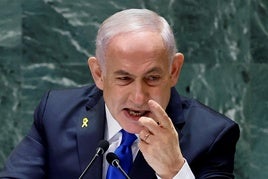 Netanyahu se dirige con vehemencia a la Asamblea General de Naciones Unidas.