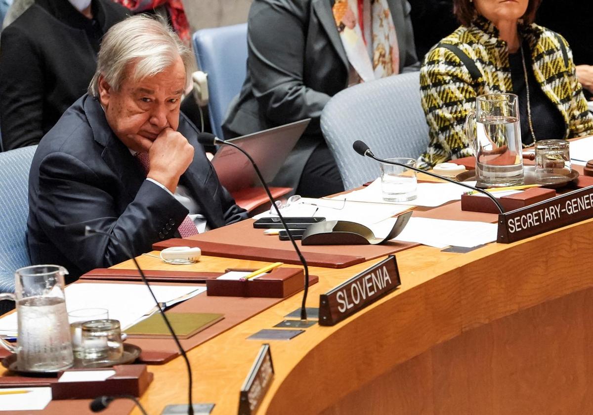 Guterres escucha una intervención en el Consejo de Seguridad de las Naciones Unidas en la sede de la ONU en Nueva York