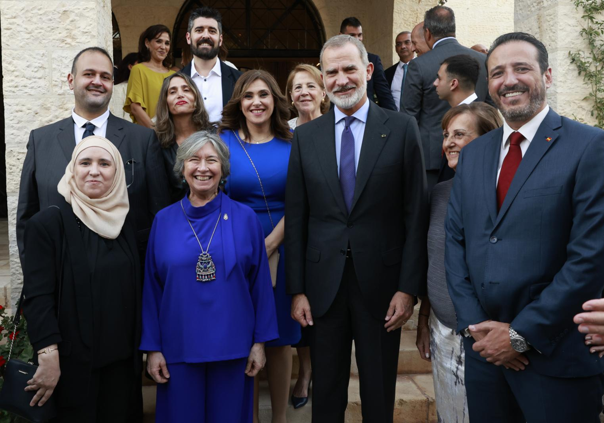 El rey Felipe VI, su homólogo jordano Abdalá II, el Príncipe Hashem y el ministro de Exteriores José Manuel Albares en la visita a España en junio de 2023.