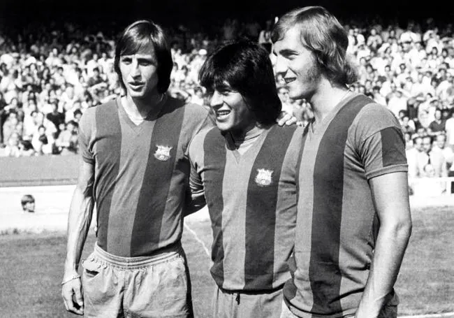 Johan Cruyff, Hugo Sotil y Johan Neeskens.