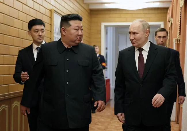 Kim Jong-un and Vladimir Putin, during the meeting that took place in June.