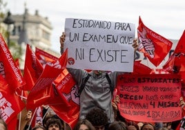 Manifestación de los estudiantes este viernes en Madrid.