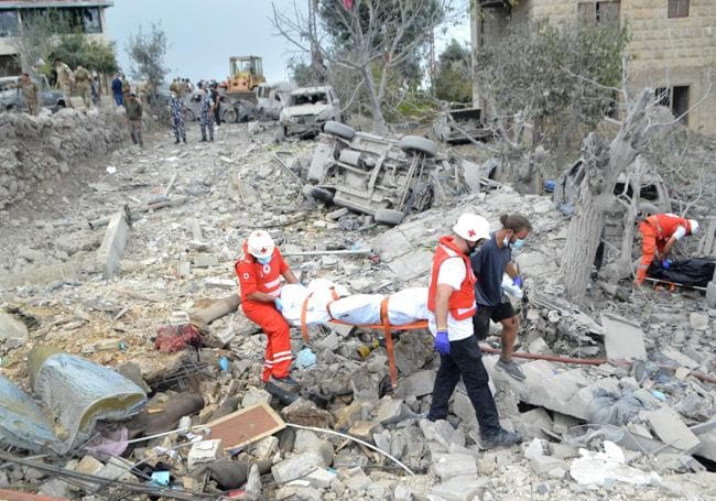 The moment after an Israeli attack in Lebanon.