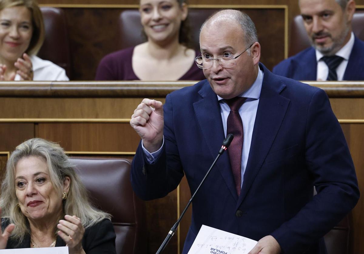 El portavoz del PP en el Congreso, Miguel Tellado, durante la sesión de control de este miércoles.