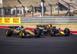 Lando Norris y Max Verstappen, durante la disputa del GP de Estados Unidos.