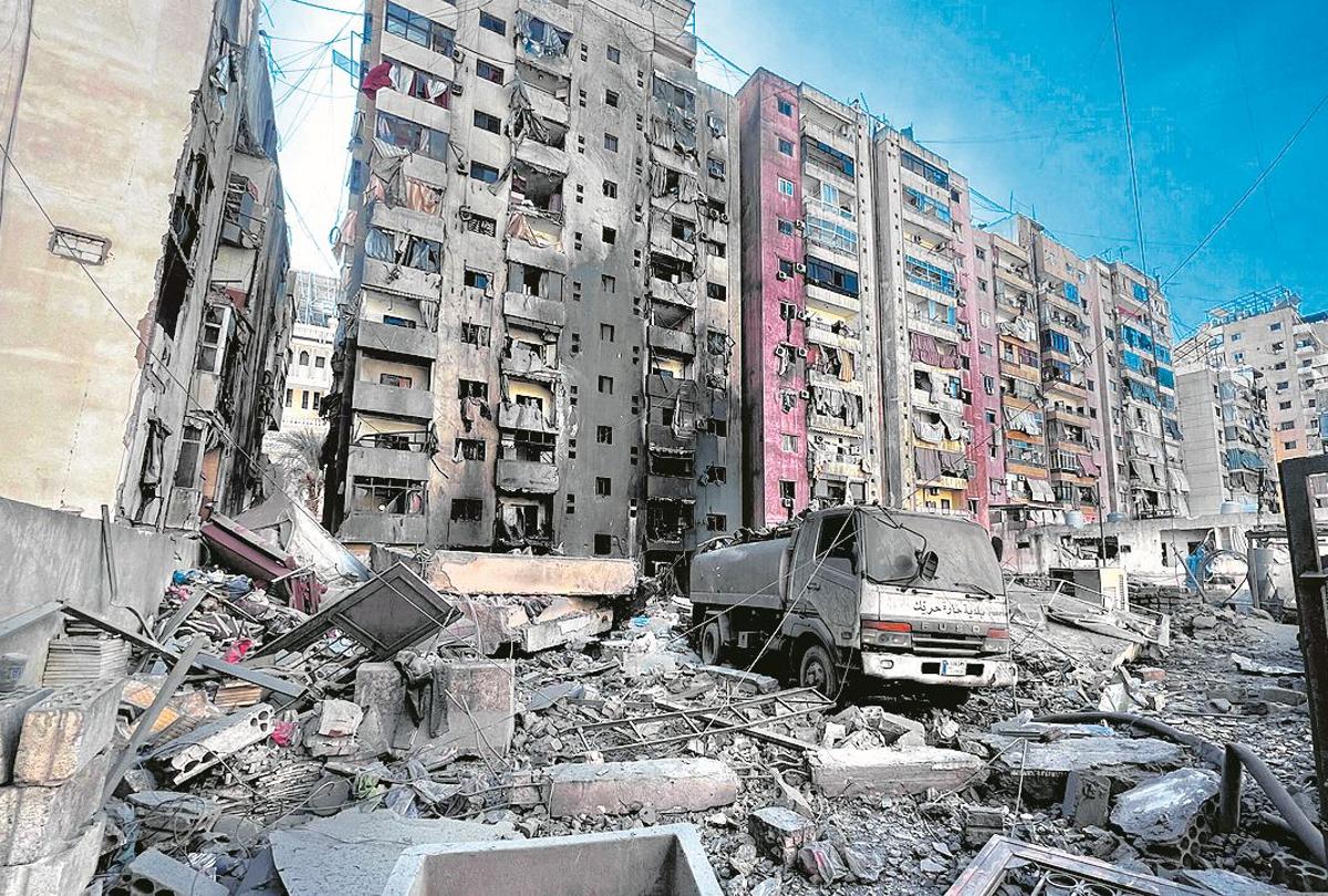 Edificios de Beirut destrozados tras los últimos bombardeos israelíes.