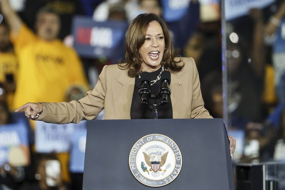 Kamala Harris, durante un acto de campaña.