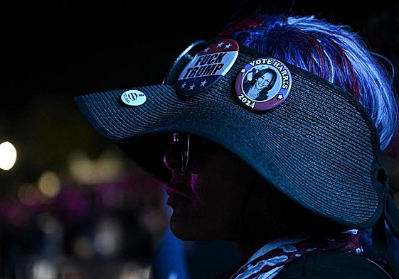 Una simpatizante de Kamala Harris en un mitin en Las Vegas.