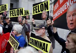 Una protesta en Manhattan contra el expresidente Donald Trump.